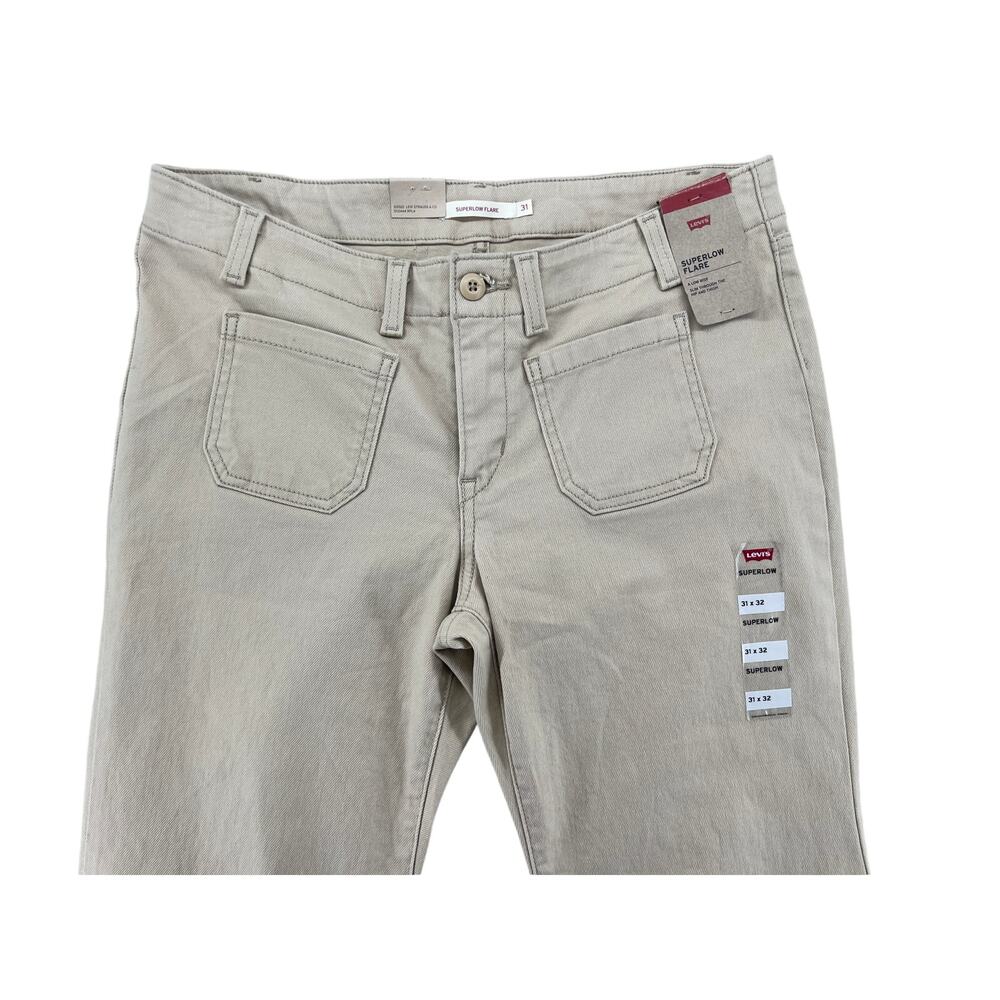 Levi’s Superlow Flare Jeans Womens 31 Beige Low Rise Y2K 2000s NWT - Picture 4 of 5